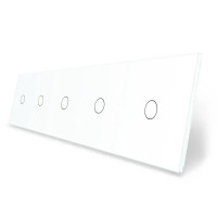 Рамка 5-постовая для пяти 1-сенсорных выключателей (1-1-1-1-1) LIVOLO, закаленное стекло, белая, 365×80 м