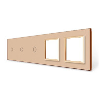 Рамка 5-постовая для трех 1-сенсорных выключателей и двух розеток (1-1-1-0-0) LIVOLO, закаленное стекло,