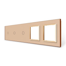 Рамка 5-постовая для трех 1-сенсорных выключателей и двух розеток (1-1-1-0-0) LIVOLO, закаленное стекло,