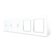 Рамка 5-постова для трьох 1-сенсорних вимикачів і двох розеток (1-1-1-0-0) LIVOLO, загартоване скло,
