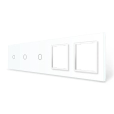 Рамка 5-постовая для трех 1-сенсорных выключателей и двух розеток (1-1-1-0-0) LIVOLO, закаленное стекло,