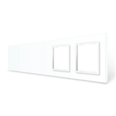 Рамка 5-постовая пустая X сенсоров 2 розетки (Х-Х-Х-0-0) LIVOLO, закаленное стекло, белая, 365×80 мм (