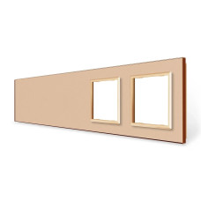 Рамка 5-постовая пустая X сенсоров 2 розетки (Х-Х-Х-0-0) LIVOLO, закаленное стекло, золотая, 365×80 мм