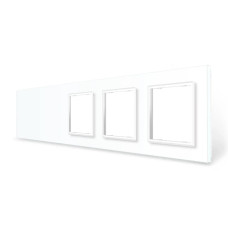 Рамка 5-постовая пустая X сенсоров 3 розетки (Х-Х-0-0-0) LIVOLO, закаленное стекло, белая, 365×80 мм (