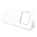 Рамка 4-постова порожня Х сенсорів 1 розетка (Х-Х-Х-0) LIVOLO, загартоване скло, біла, 294×80 мм (VL