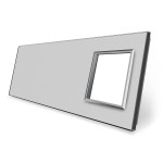 Рамка 4-постова порожня Х сенсорів 1 розетка (Х-Х-Х-0) LIVOLO, загартоване скло, сіра, 294×80 мм (VL