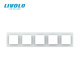Рамка 5-постова LIVOLO, загартоване скло, біла 2.5D, 365×80 мм