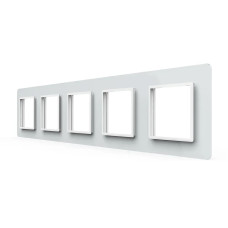 Рамка 5-постова LIVOLO, загартоване скло, біла 2.5D, 365×80 мм