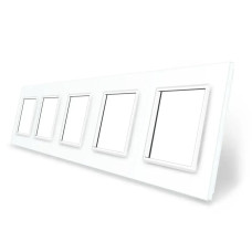 Рамка 5-постовая LIVOLO, закаленное стекло, белая, 365×80 мм (VL-P7E/E/E/E/E-10W)