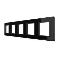 Рамка 5-постова LIVOLO, загартоване скло, чорна 2.5D, 365×80 мм