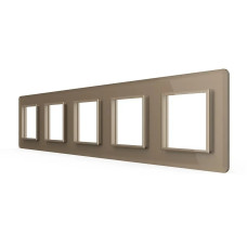 Рамка 5-постовая LIVOLO, закаленное стекло, золотая 2.5D, 365×80 мм