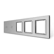 Рамка 5-постовая для двух 1-сенсорных выключателей и трех розеток (1-1-0-0-0) LIVOLO, закаленное стекло,