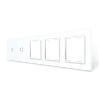 Рамка 5-постовая для двух 1-сенсорных выключателей и трех розеток (1-1-0-0-0) LIVOLO, закаленное стекло,