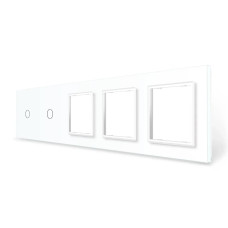 Рамка 5-постовая для двух 1-сенсорных выключателей и трех розеток (1-1-0-0-0) LIVOLO, закаленное стекло,