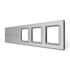 Рамка 5-постовая для двух 2-сенсорных выключателей и трех розеток (2-2-0-0-0) LIVOLO, закаленное стекло,