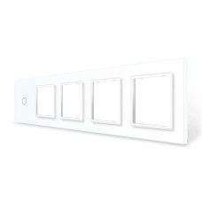 Рамка 5-постовая для одного 1-сенсорного выключателя и четырех розеток (1-0-0-0-0) LIVOLO, закаленное