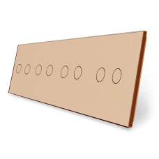 Рамка 4-постовая для четырех 2-сенсорных выключателей (2-2-2-2) LIVOLO, закаленное стекло, золотая, 294×8