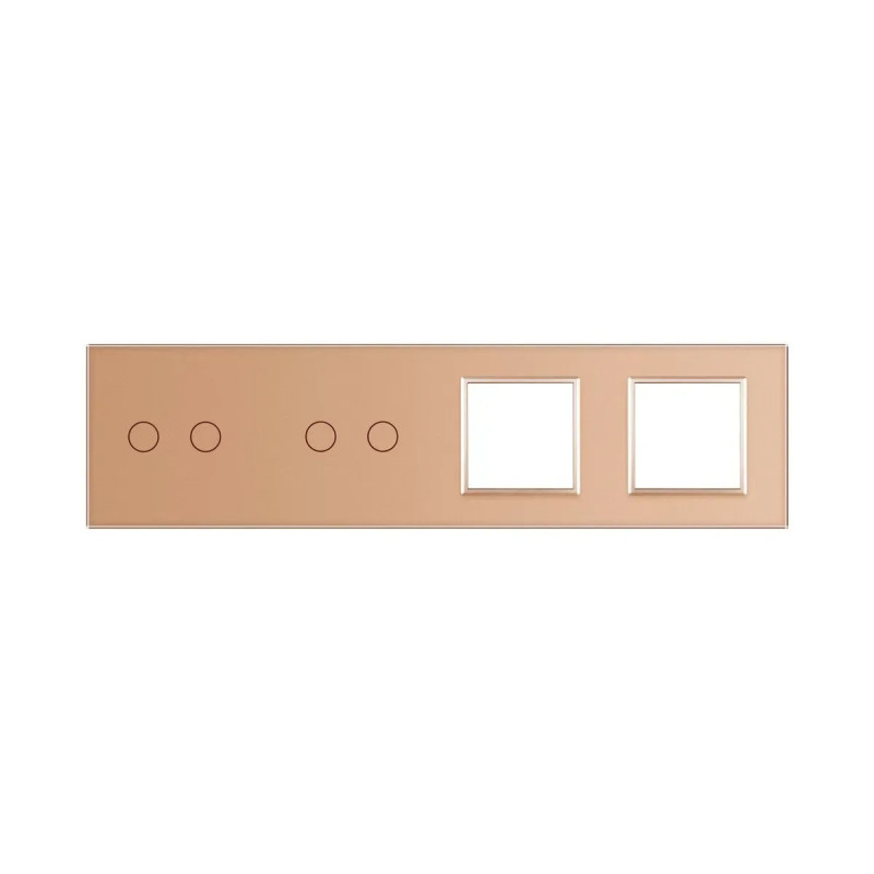 Рамка 4-постовая для двух 2-сенсорных выключателей и двух розеток (2-2-0-0) LIVOLO, закаленное стекло, зо