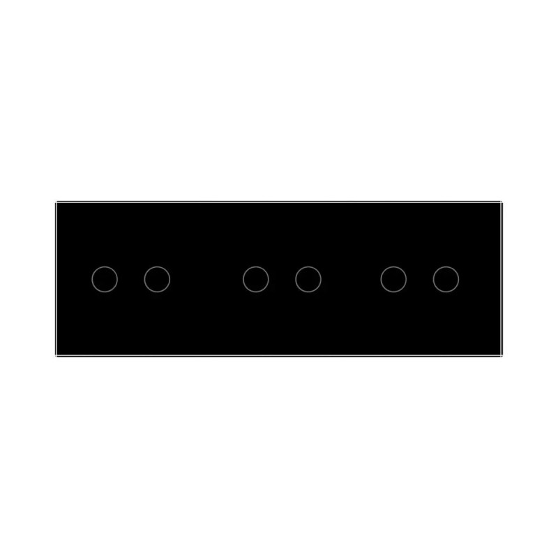 Рамка 3-постовая для трех 2-сенсорных выключателей (2-2-2) LIVOLO, закаленное стекло, черная 2.5D, 223×80