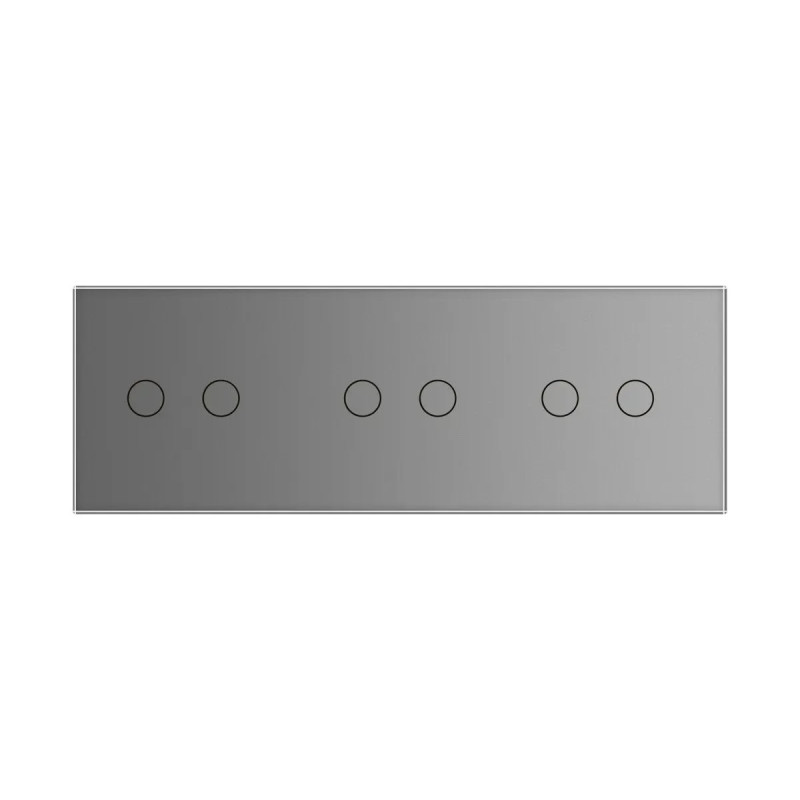 Рамка 3-постова для трьох 2-сенсорних вимикачів (2-2-2) LIVOLO, загартоване скло, сіра, 223×80 мм (V