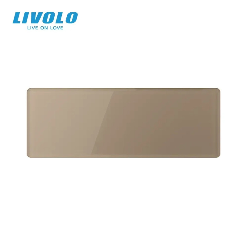 Рамка 3-постовая пустая для трех Х-сенсорных выключателей (Х-Х-Х) LIVOLO, закаленное стекло, золотая 2.5