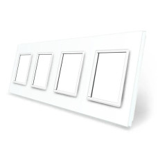 Рамка 4-постовая LIVOLO, закаленное стекло, белая, 294×80 мм (VL-P7E/E/E/E-8W)