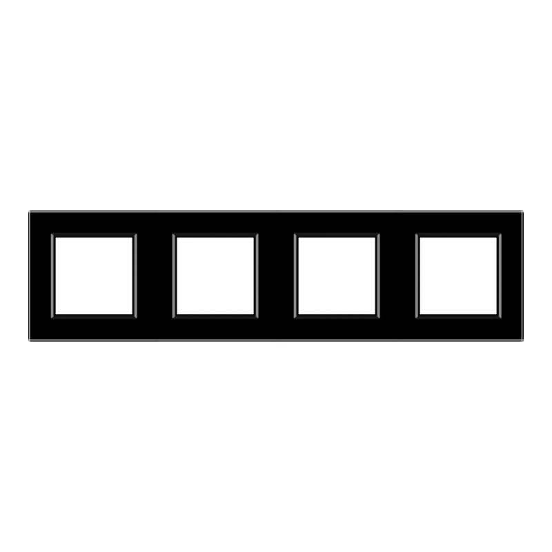 Рамка 4-постова LIVOLO, загартоване скло, чорна 2.5D, 294×80 мм