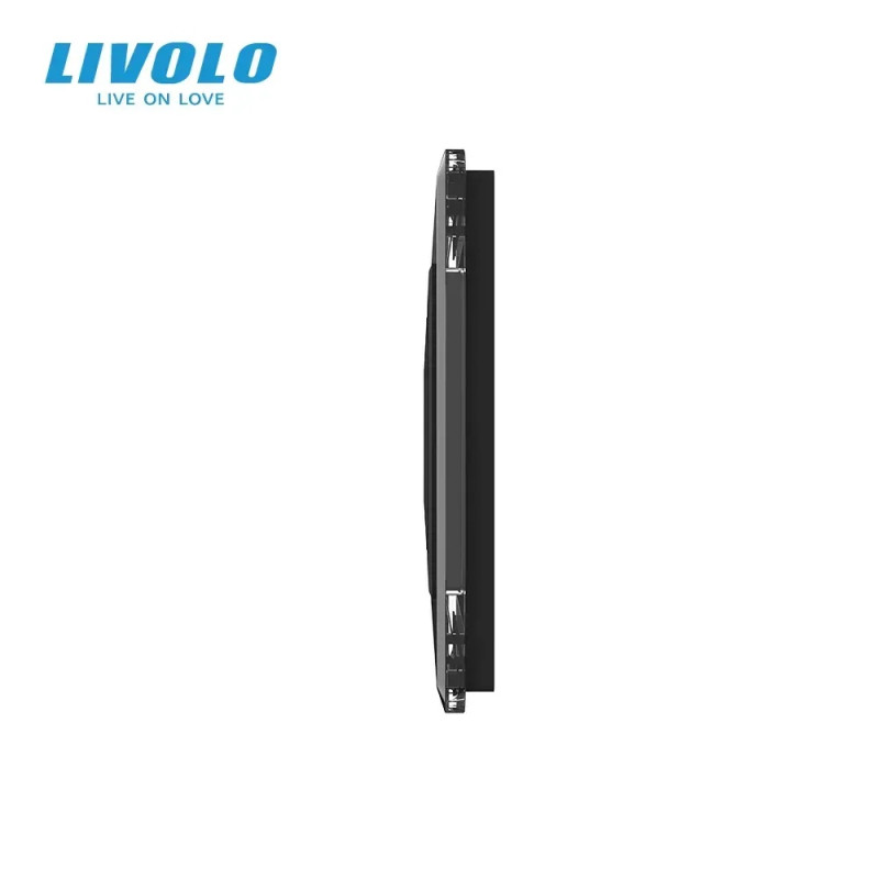 Рамка 4-постова LIVOLO, загартоване скло, чорна 2.5D, 294×80 мм