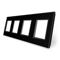 Рамка 4-постовая LIVOLO, закаленное стекло, черная, 294×80 мм (VL-P7E/E/E/E-8B)