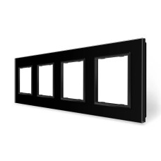 Рамка 4-постовая LIVOLO, закаленное стекло, черная матовая, 294×80 мм (VL-P7E/E/E/E-10BS06)