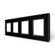 Рамка 4-постовая LIVOLO, закаленное стекло, черная матовая, 294×80 мм (VL-P7E/E/E/E-10BS06)