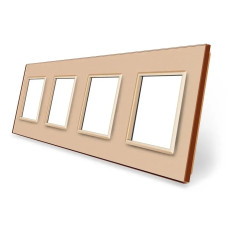 Рамка 4-постовая LIVOLO, закаленное стекло, золотая, 294×80 мм (VL-P7E/E/E/E-8A)