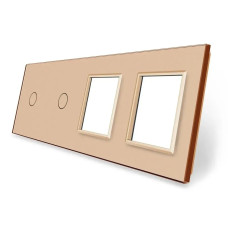 Рамка 4-постовая для двух 1-сенсорных выключателей и двух розеток (1-1-0-0) LIVOLO, закаленное стекло, зо