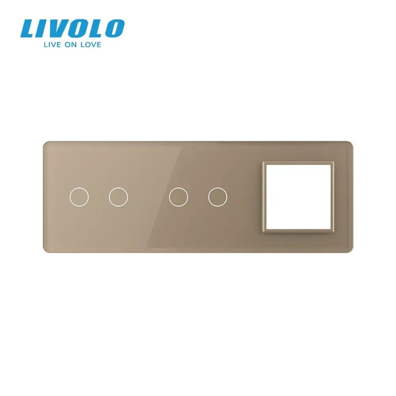 Рамка 3-постова для двох 2-сенсорних вимикачів і розетки (2-2-0) LIVOLO, загартоване скло, біла, 223