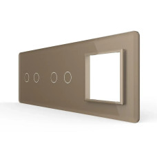 Рамка 3-постовая для двух 2-сенсорных выключателей и розетки (2-2-0) LIVOLO, закаленное стекло, белая, 223