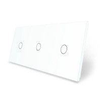 Рамка 3-постовая для трех 1-сенсорных выключателей (1-1-1) LIVOLO, закаленное стекло, белая, 223×80 мм (V