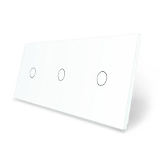 Рамка 3-постовая для трех 1-сенсорных выключателей (1-1-1) LIVOLO, закаленное стекло, белая, 223×80 мм (V