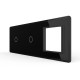 Рамка 3-постова для двох 1-сенсорних вимикачів і розетки (1-1-0) LIVOLO, загартоване скло, чорна 2.5