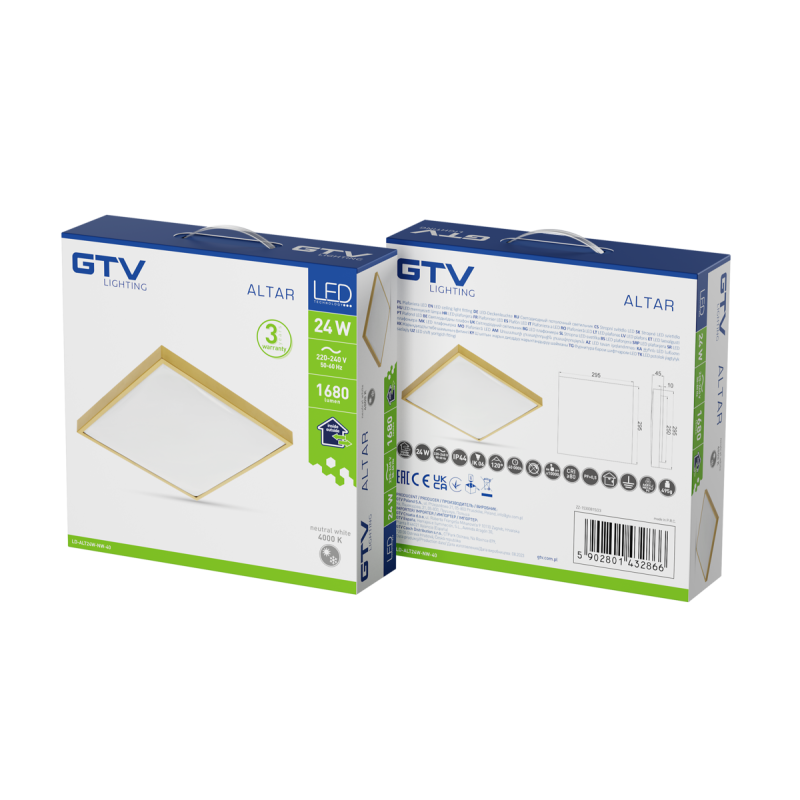 Стельовий світлодіодний світильник GTV ALTAR 24W 4000K золотий LD-ALT24W-NW-40