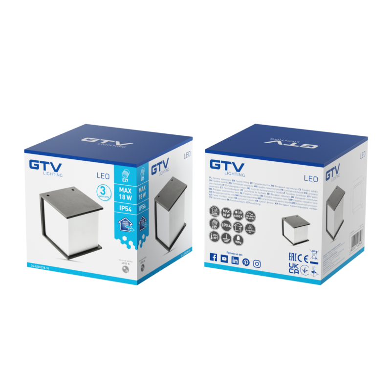 Світильник фасадний LEO, E27, макс. 18 Вт, IP54, чорний OS-LEOE27B-10