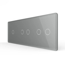 Рамка 3-постова для 1-сенсорного та двох 2-сенсорних вимикачів (1-2-2) LIVOLO, загартоване скло, сір