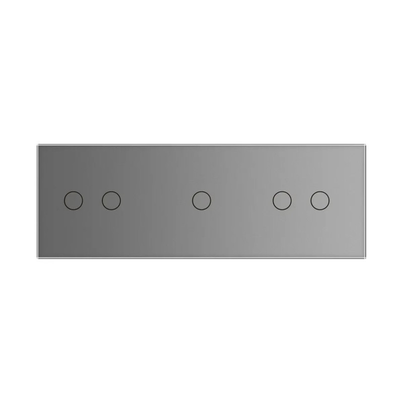 Рамка 3-постова для 1-сенсорного та двох 2-сенсорних вимикачів (2-1-2) LIVOLO, загартоване скло, сір