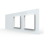 Рамка 3-постова для 2-сенсорного вимикача і 2 розеток (2-0-0) LIVOLO, загартоване скло, біла 2.5D, 2