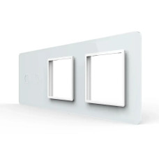Рамка 3-постова для 2-сенсорного вимикача і 2 розеток (2-0-0) LIVOLO, загартоване скло, біла 2.5D, 2