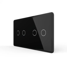 Рамка 2-постова для двох 2-сенсорних вимикачів (2-2) LIVOLO, загартоване скло, чорна 2.5D, 151×80 мм