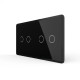 Рамка 2-постова для двох 2-сенсорних вимикачів (2-2) LIVOLO, загартоване скло, чорна 2.5D, 151×80 мм