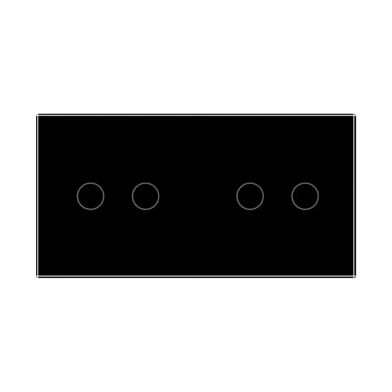 Рамка 2-постовая для двух 2-сенсорных выключателей (2-2) LIVOLO, закаленное стекло, черная матовая, 151×80