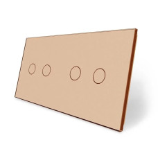 Рамка 2-постова для двох 2-сенсорних вимикачів (2-2) LIVOLO, загартоване скло, золота матова, 151×80