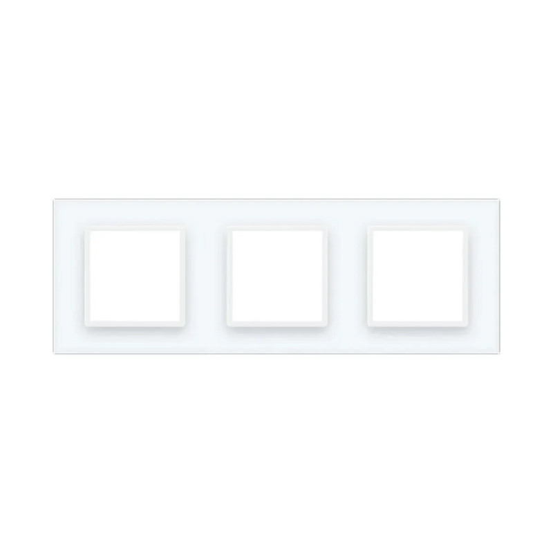 Рамка 3-постовая LIVOLO, закаленное стекло, белая матовая, 223×80 мм (VL-P7E/E/E-6WS06)