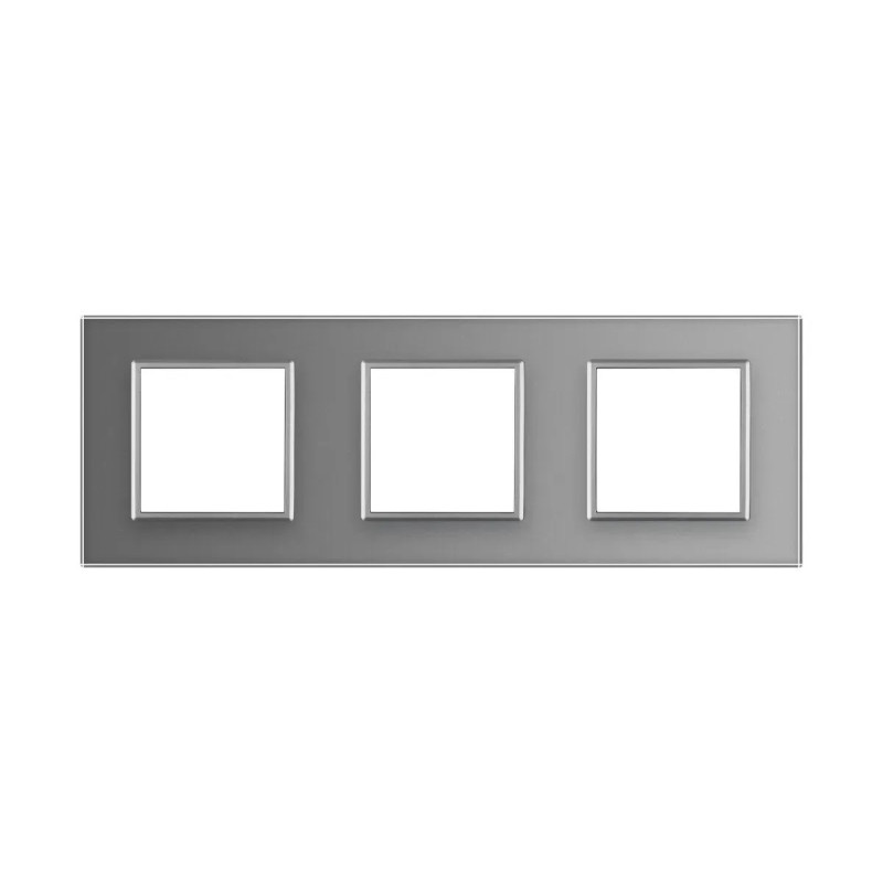 Рамка 3-постова LIVOLO, загартоване скло, сіра матова, 223×80 мм (VL-P7E/E/E-6IS06)